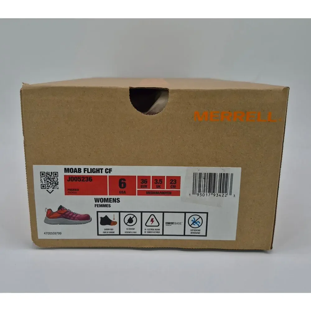 Merrell Moab Flight CF Women’s Work Shoes Pink Orange Slip Resistant Size 6 NEW